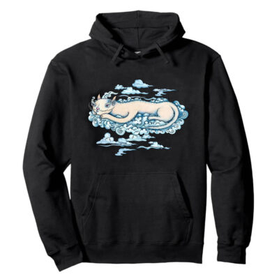 Image of hoodie featuring Cloudy Cat design by Poxodd