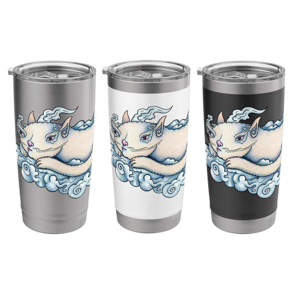 Image of Tumblers with Cloudy Cat by Poxodd on them